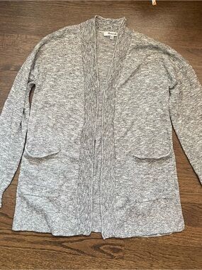 Madewell Heather Gray Open-Front Pocket Cardigan